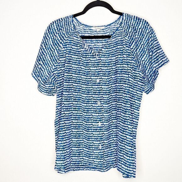 Tucker Short Sleeve Classic Blouse Cobalt Sound in Silk Cotton - Picture 1 of 6